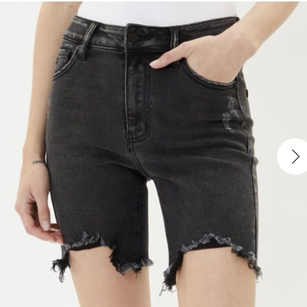 KanCan Black Distressed Denim Bermuda Shorts